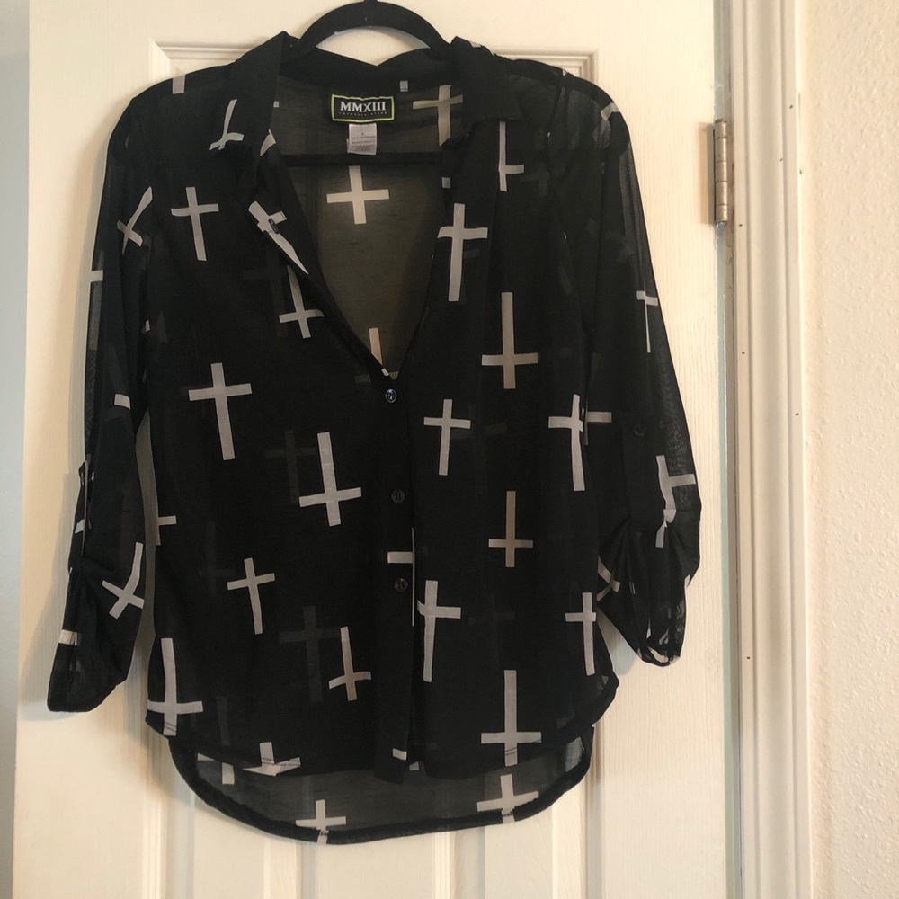 Shear button up blouse